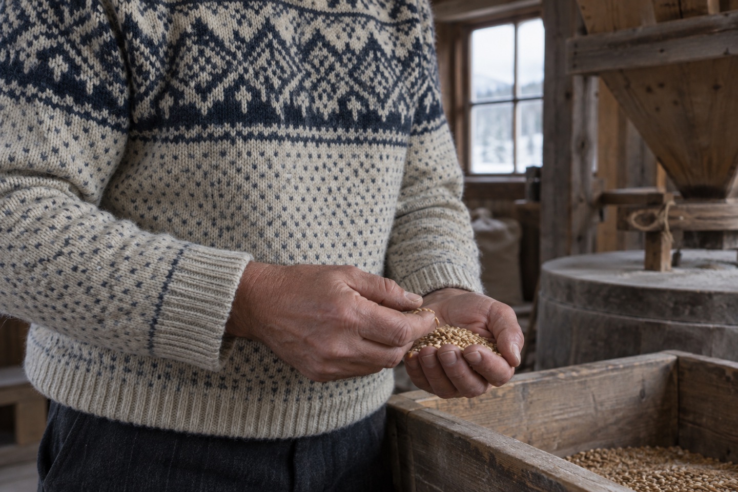 Detalje af materialer og håndværk inspireret af Dale of Norway