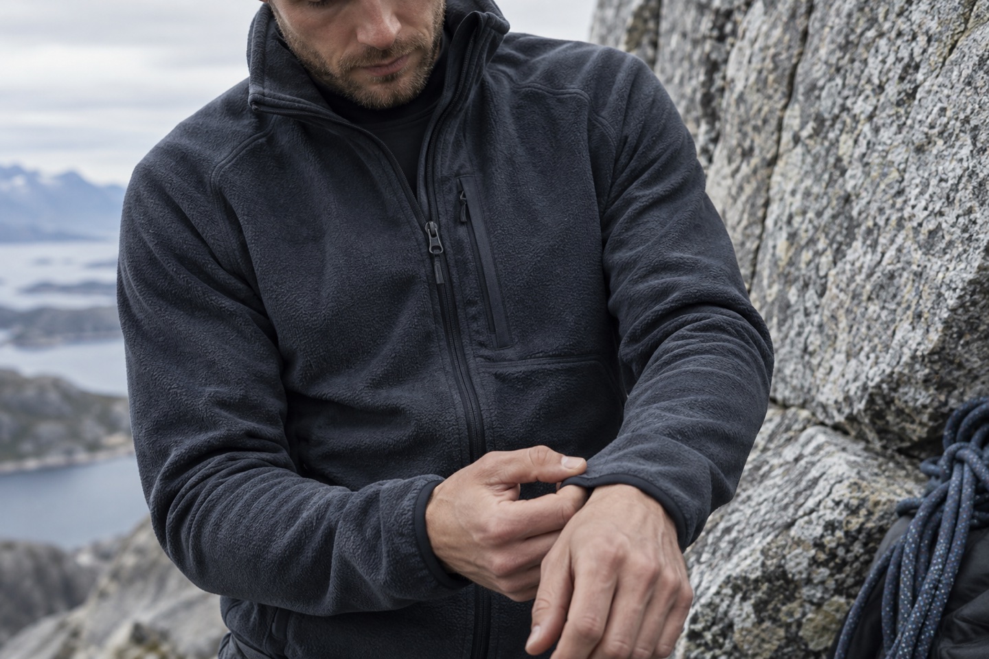 Detalje af materialer og håndværk inspireret af Houdini Sportswear