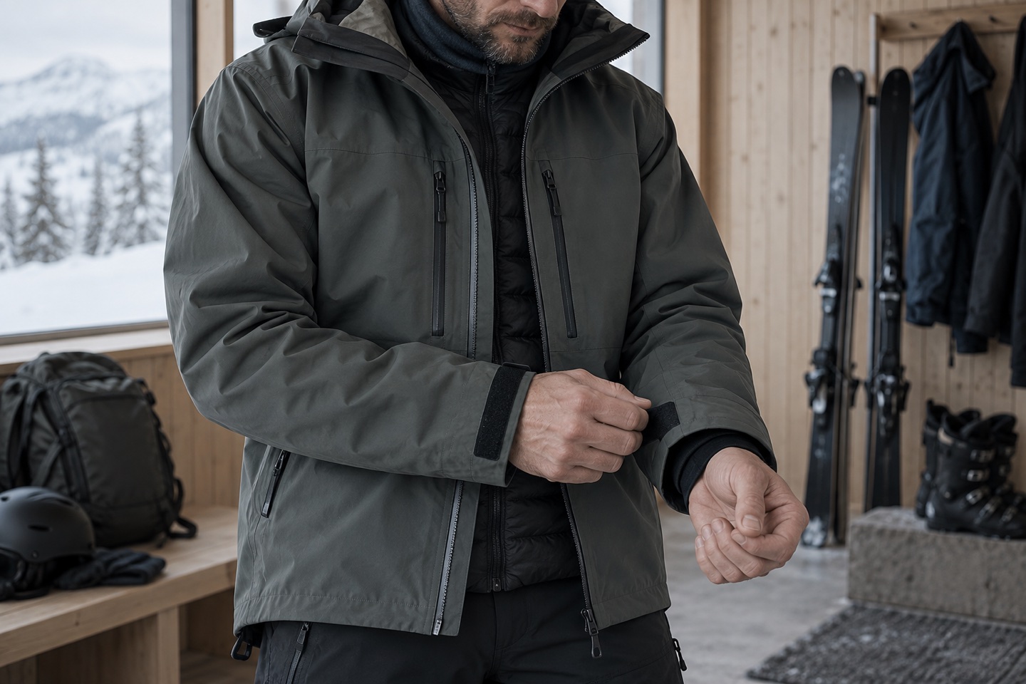Detalje af materialer og håndværk inspireret af Peak Performance