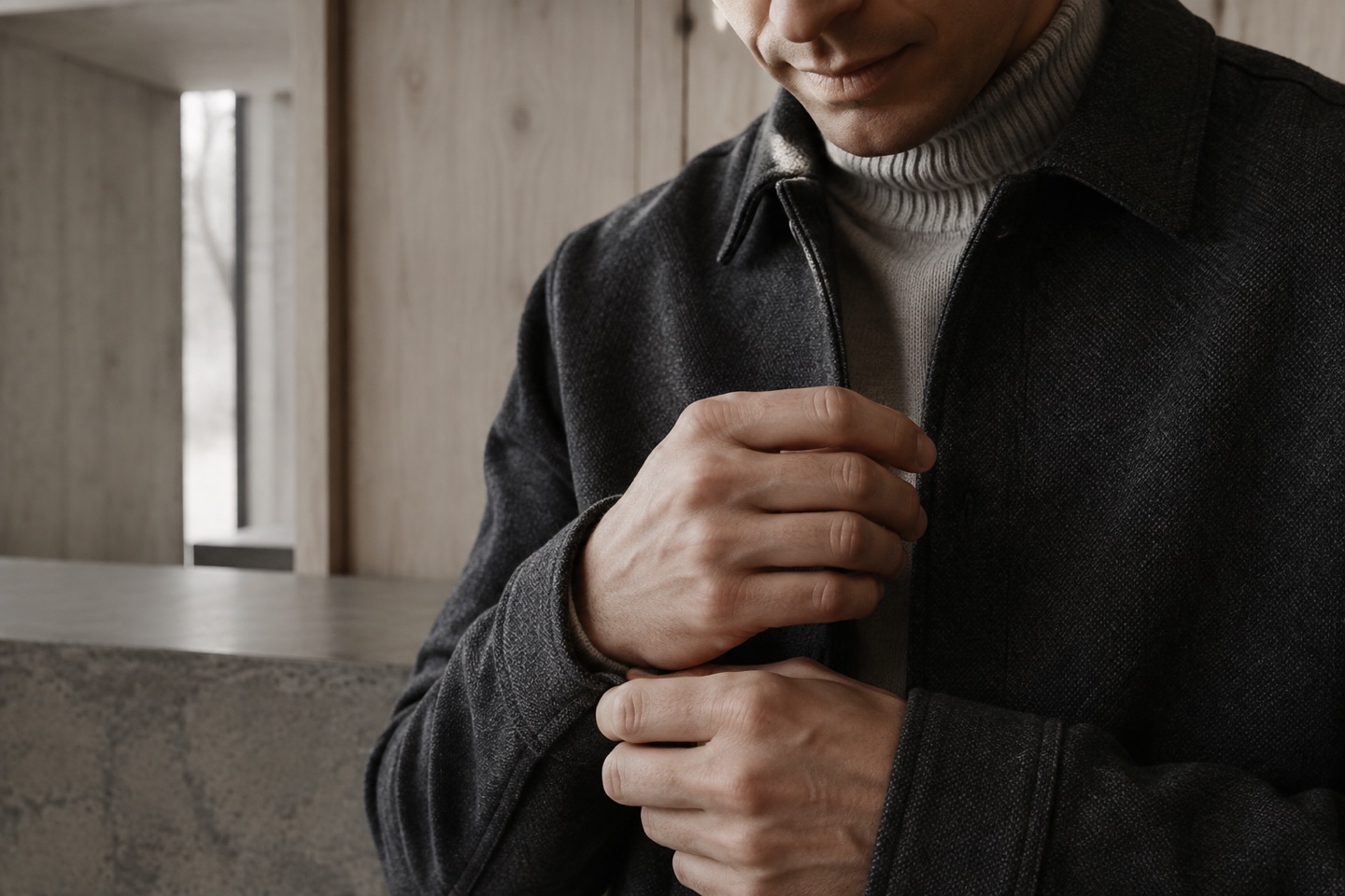 Detalje af materialer og håndværk inspireret af Selected Homme