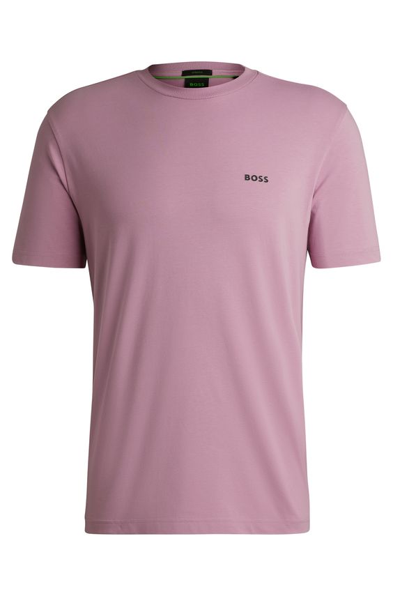 BOSS T-shirt med kontrastlogo - Komfortabel pasform