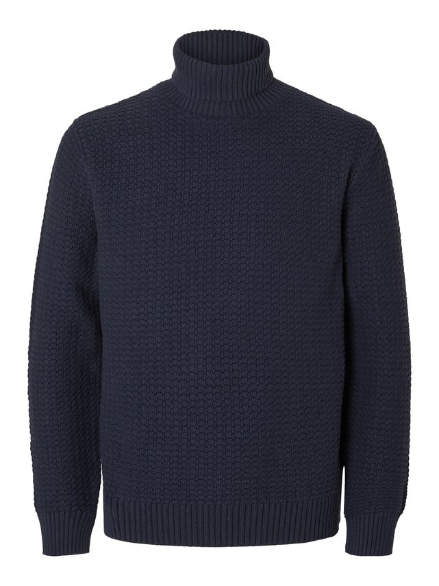 Struktureret rullekrave fra Selected Homme - Stilfuld strik