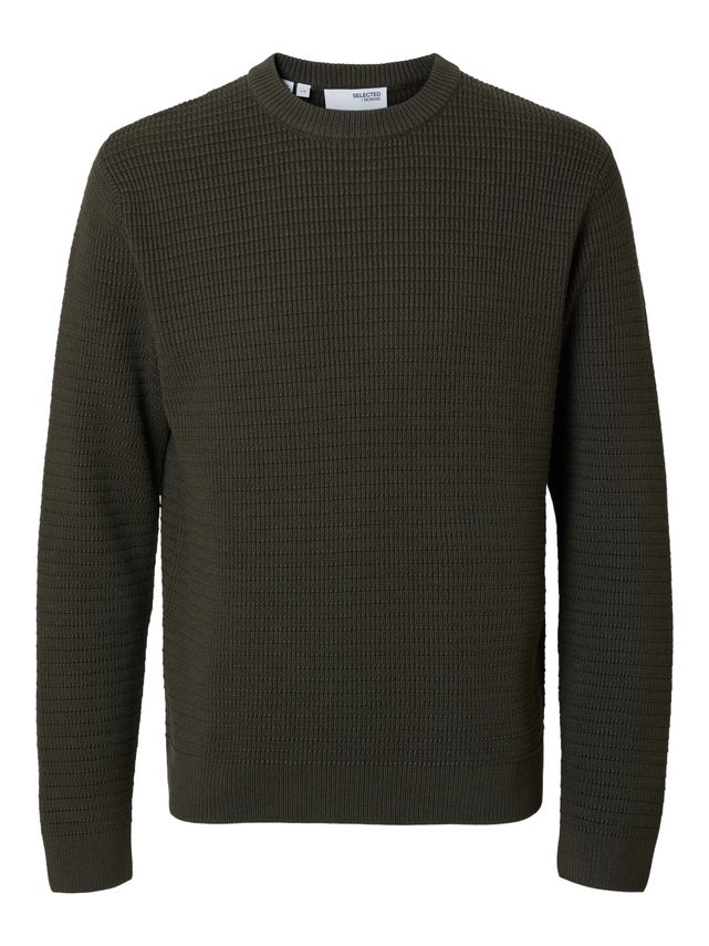Slhtheo Ls Knit Structure Crew Neck - Fantastisk tilbud!