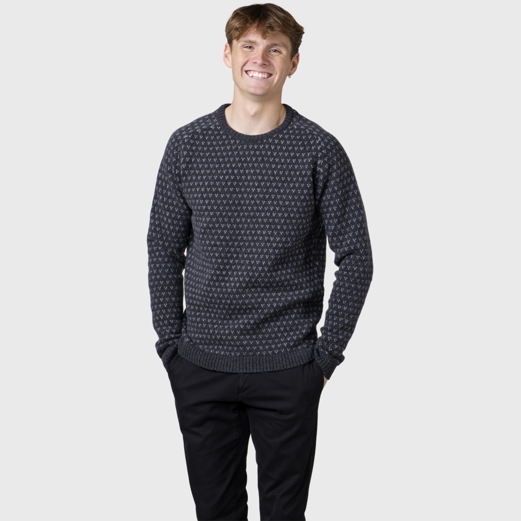 Klitmøller Collective Merino Uld Strik - Anthracite/Lysgrå