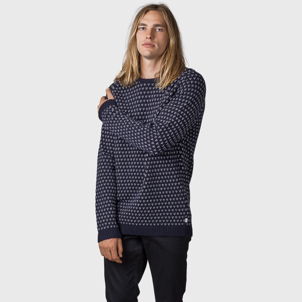 Klitmøller Collective Merino Uld Strik i Navy/Cream