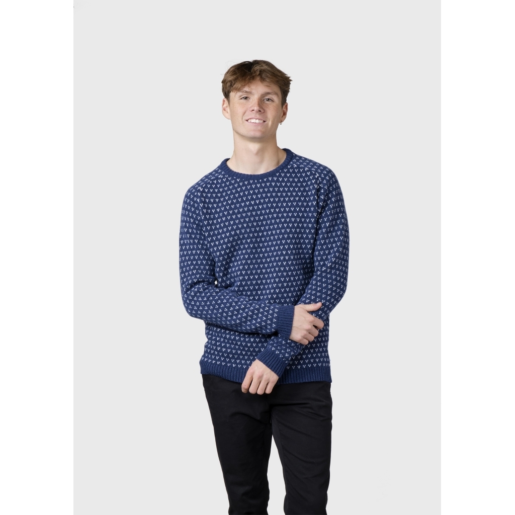 Klitmøller Collective Strik i Merino Uld - Deep Blue/Cream