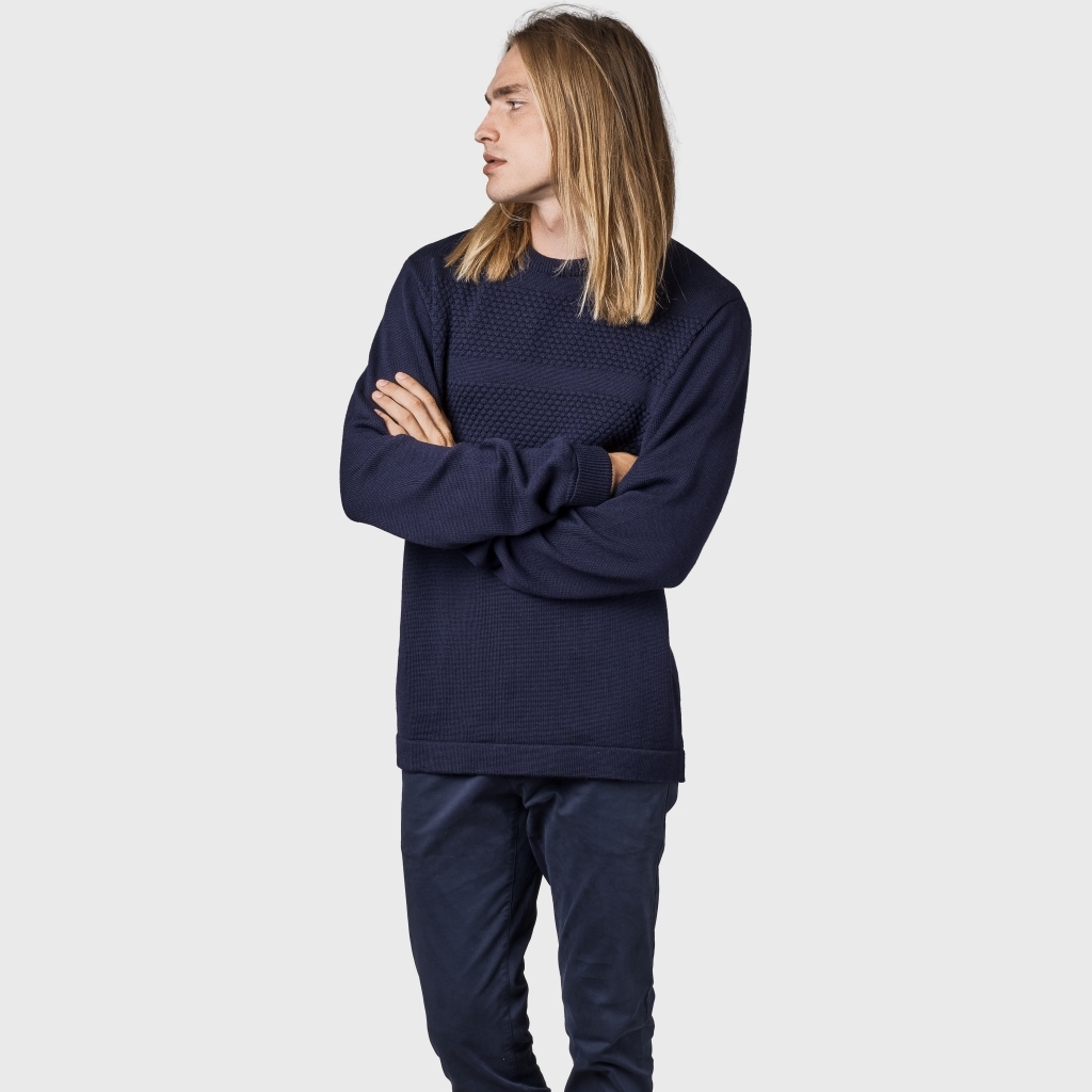 Klitmøller Collective Merino Uld Strik i Navy - Kvalitet!