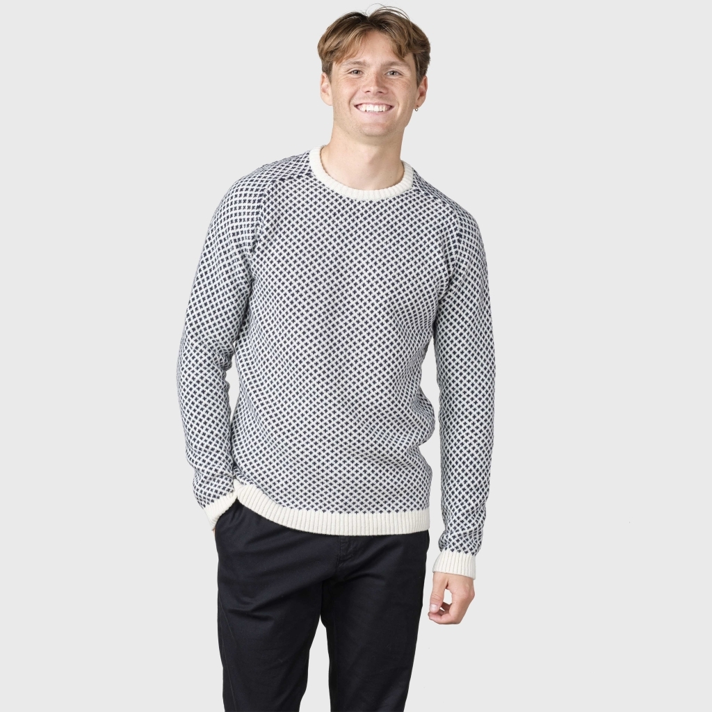 Klitmøller Collective Merino Uld Strik - Cream/Navy Tilbud!