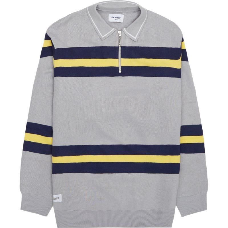 Polo Knit Sweater i Grå fra Butter Goods - Halv-zip Strik