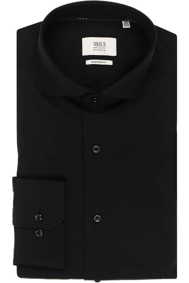 Moderne Fit Jersey Skjorte i Sort fra Eterna