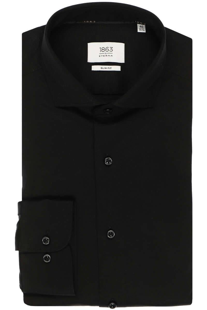Premium Slim Fit Jersey Skjorte fra Eterna - Sort