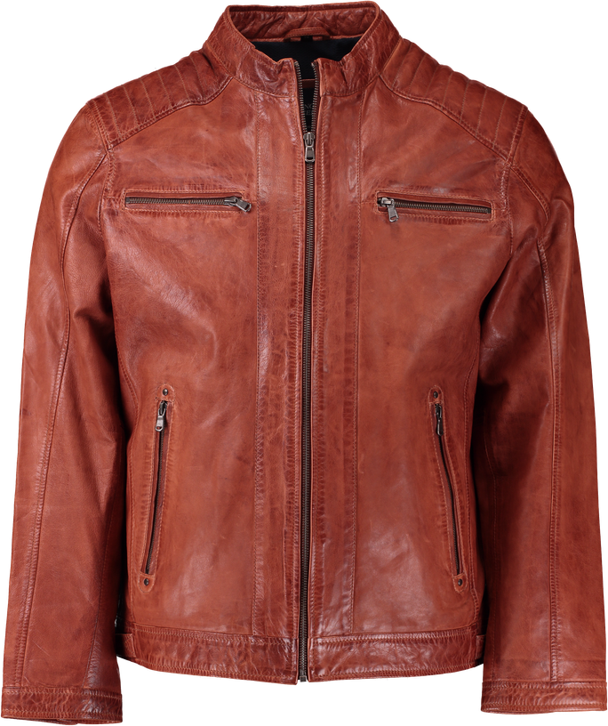 Biker-jakke i lammeskind fra Gino Marcello - Black Friday!