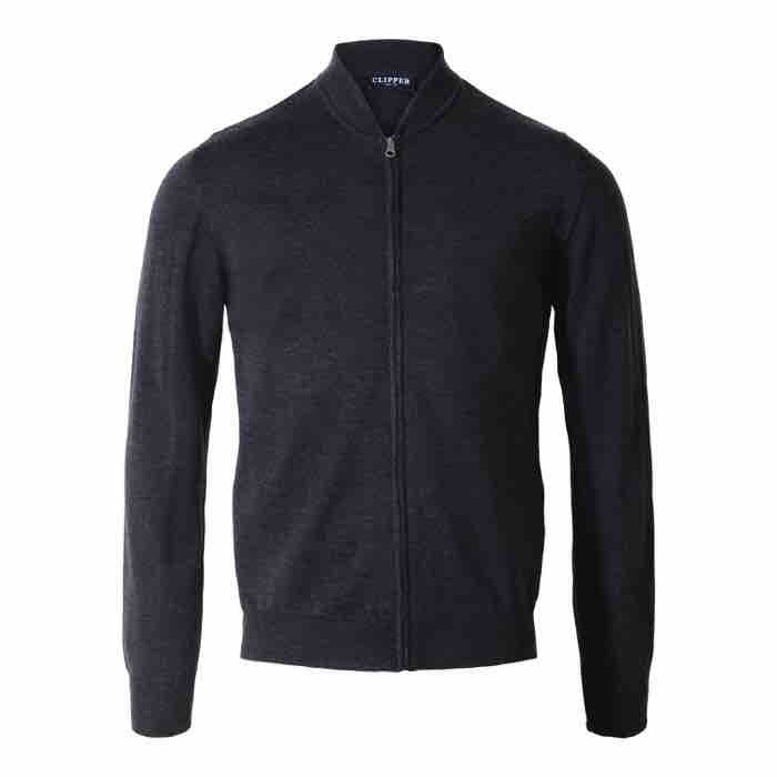 Milan Cardigan Bomber 50107 i Charcoal Melange – Merino Uld