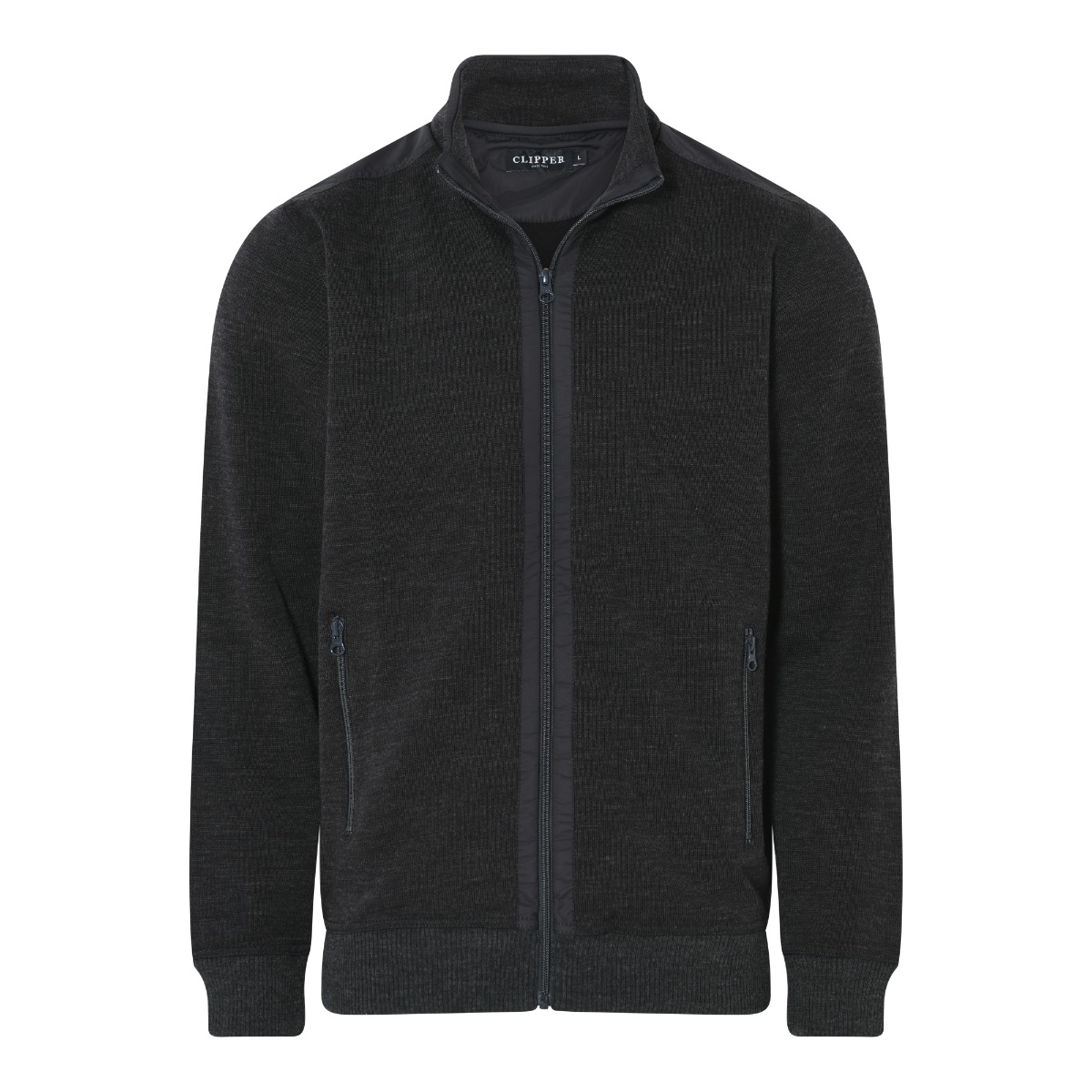 Kilkenny Cardigan med Ståkrave - Charcoal Melange Tilbud
