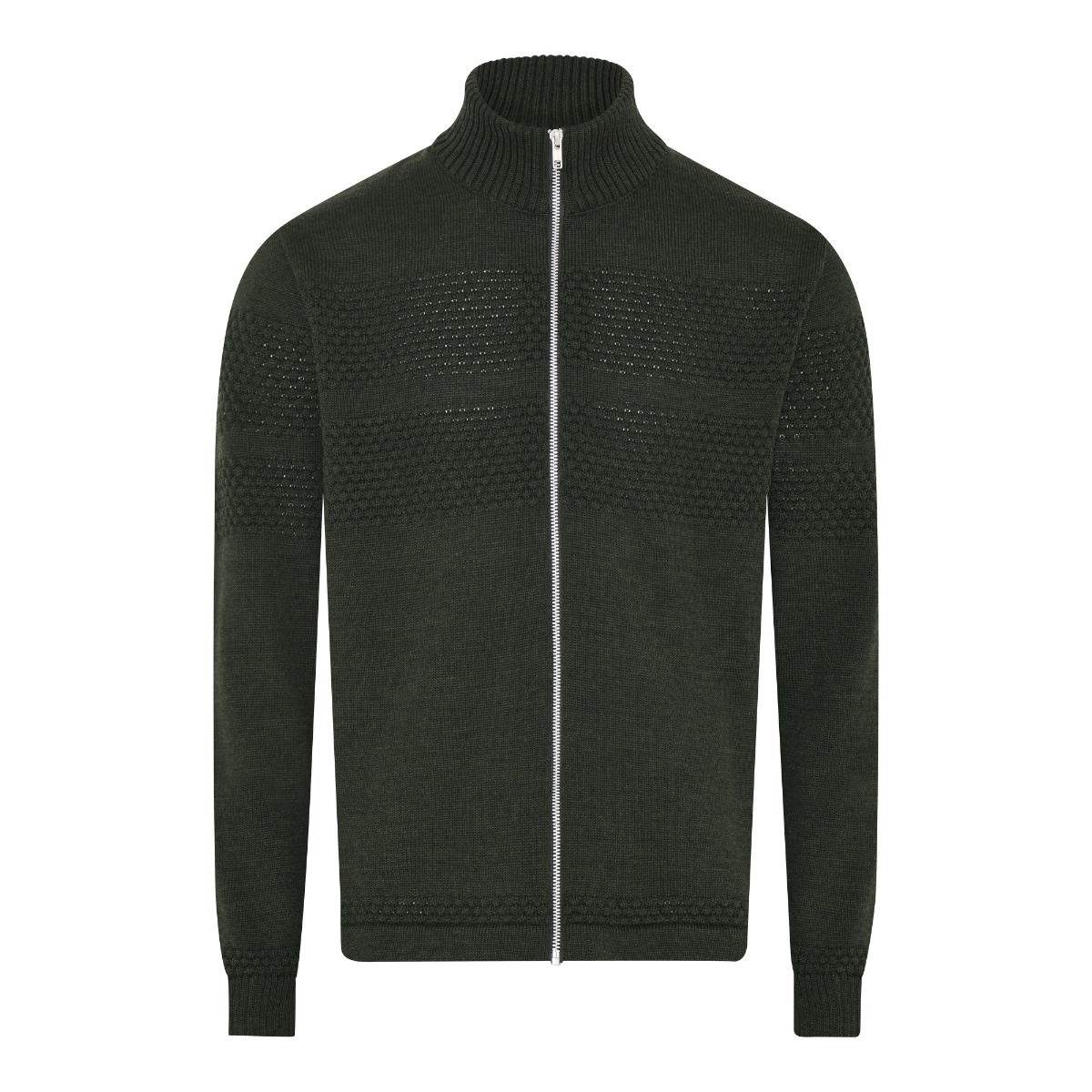 Saltum Cardigan 51134 i Olivenmelange fra Clipper