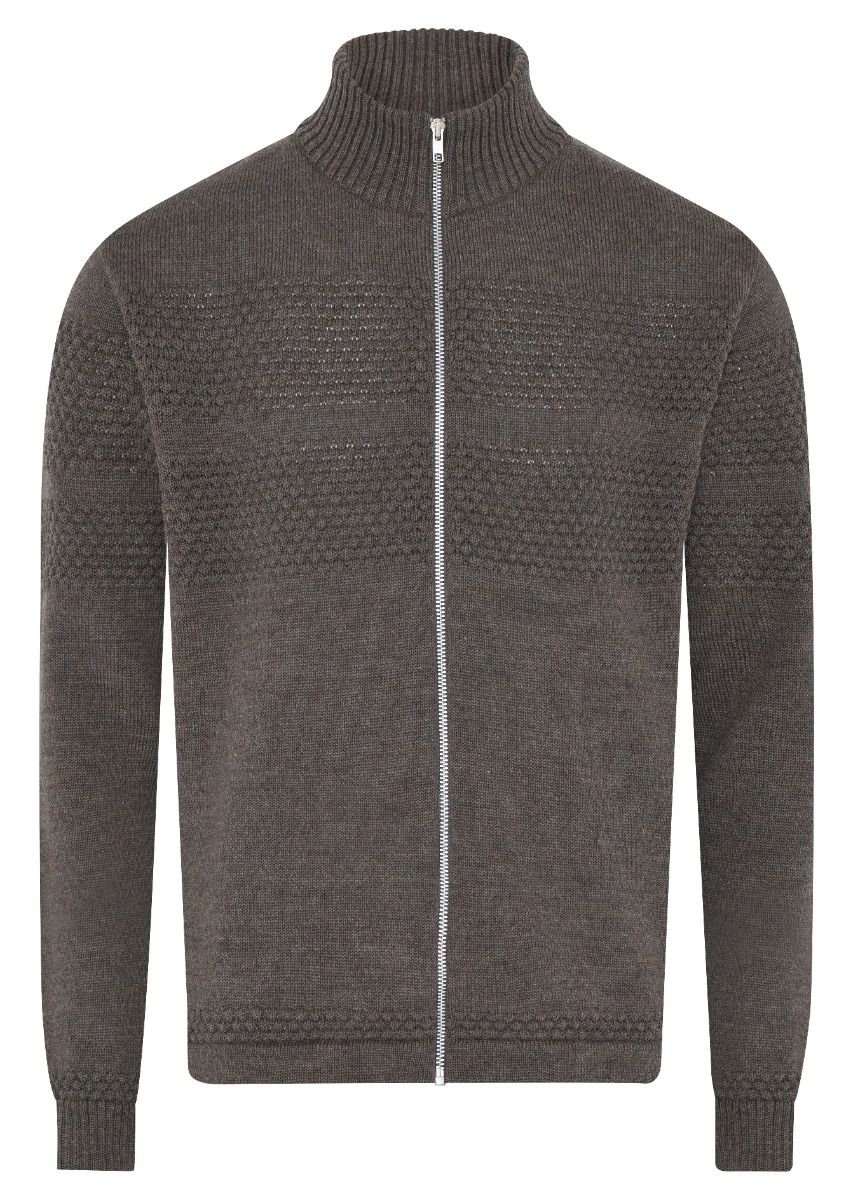 Saltum Cardigan 51134 i mørk khaki - 100% uld til mænd