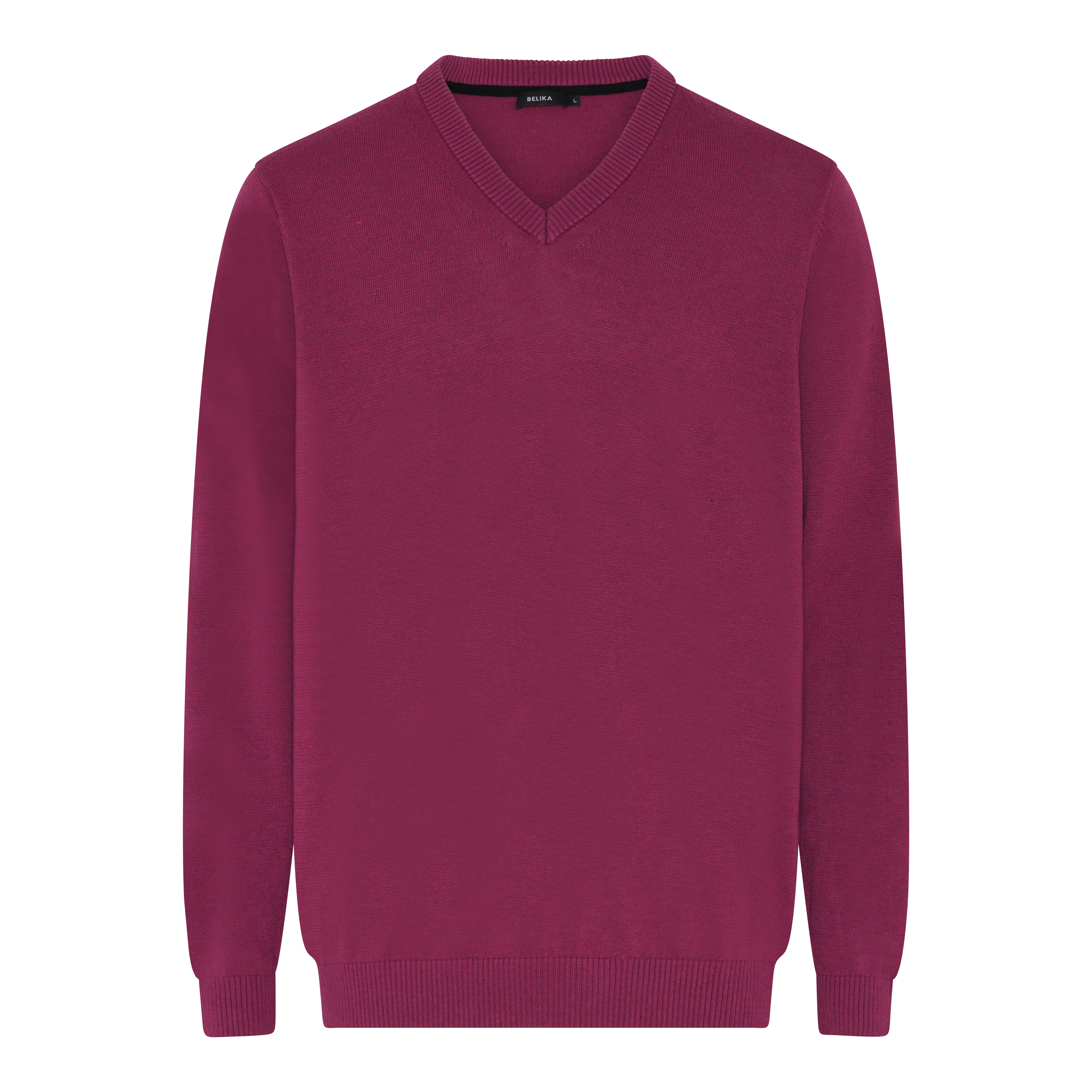 Pullover med V-hals i Rød Hortensia fra Belika