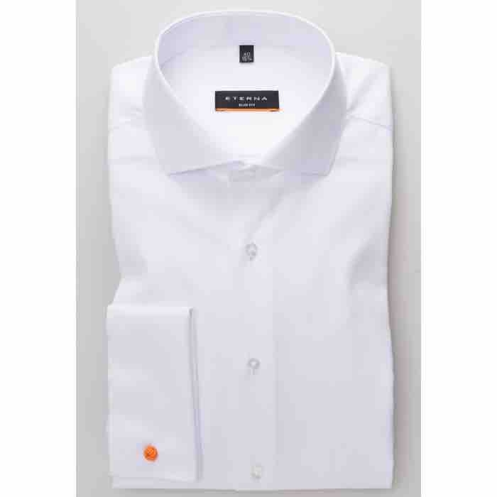 Elegant Dobbelt Manchet Slim Fit Skjorte i Hvid