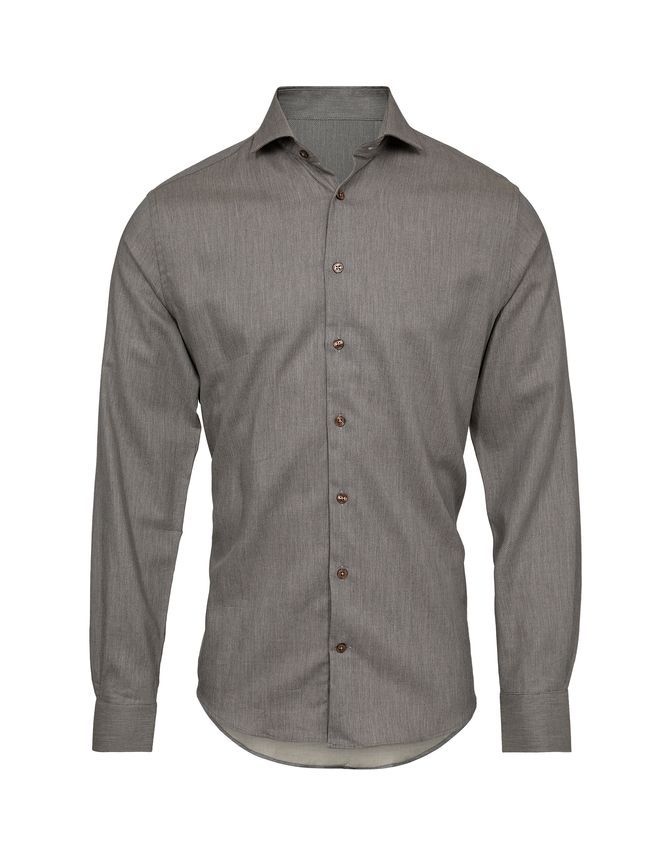 Sandfarvet strukturskjorte fra Gino Marcello – Elegant stil