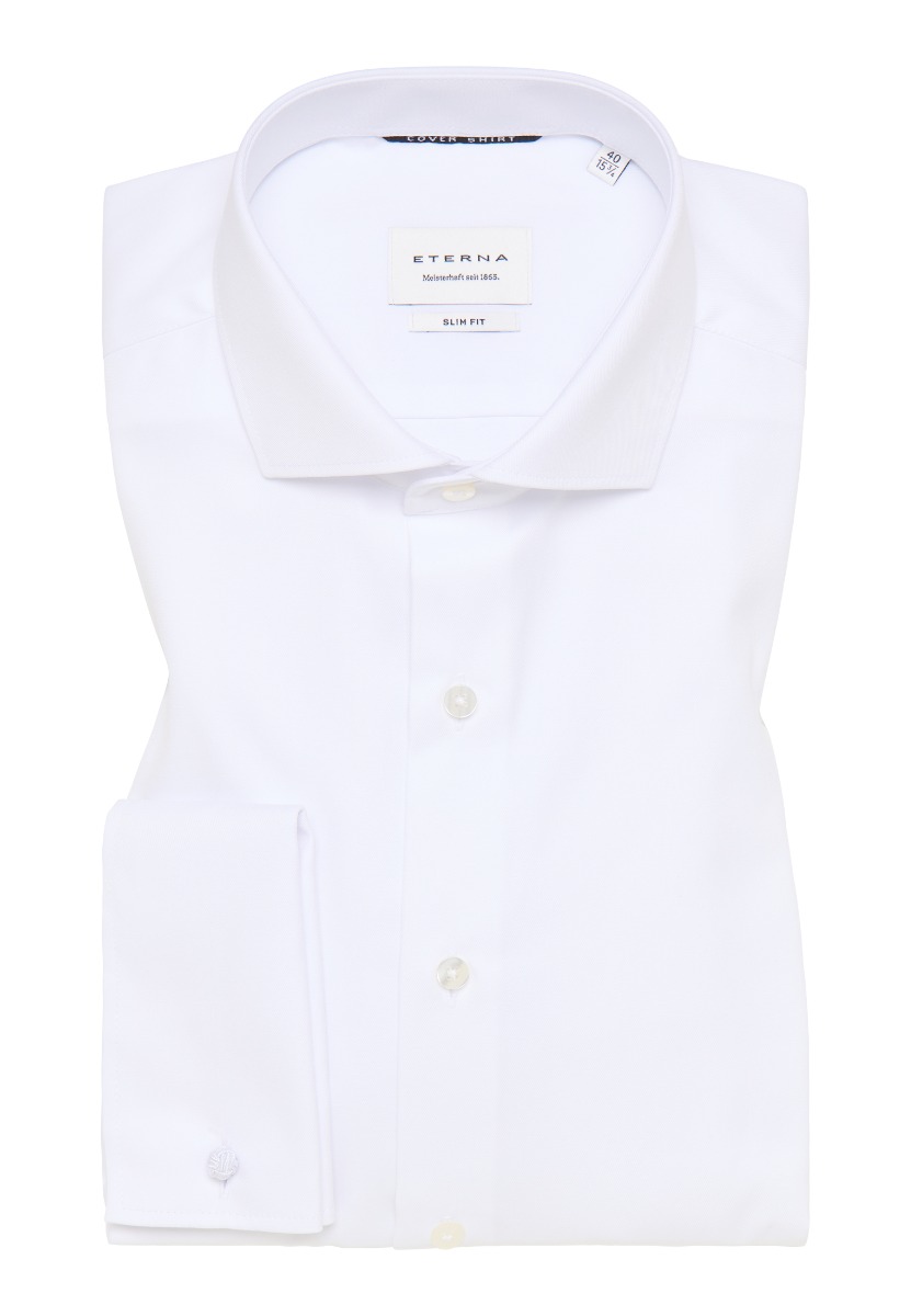 Dobbelt Manchet Slim Fit Skjorte - Hvid fra Eterna