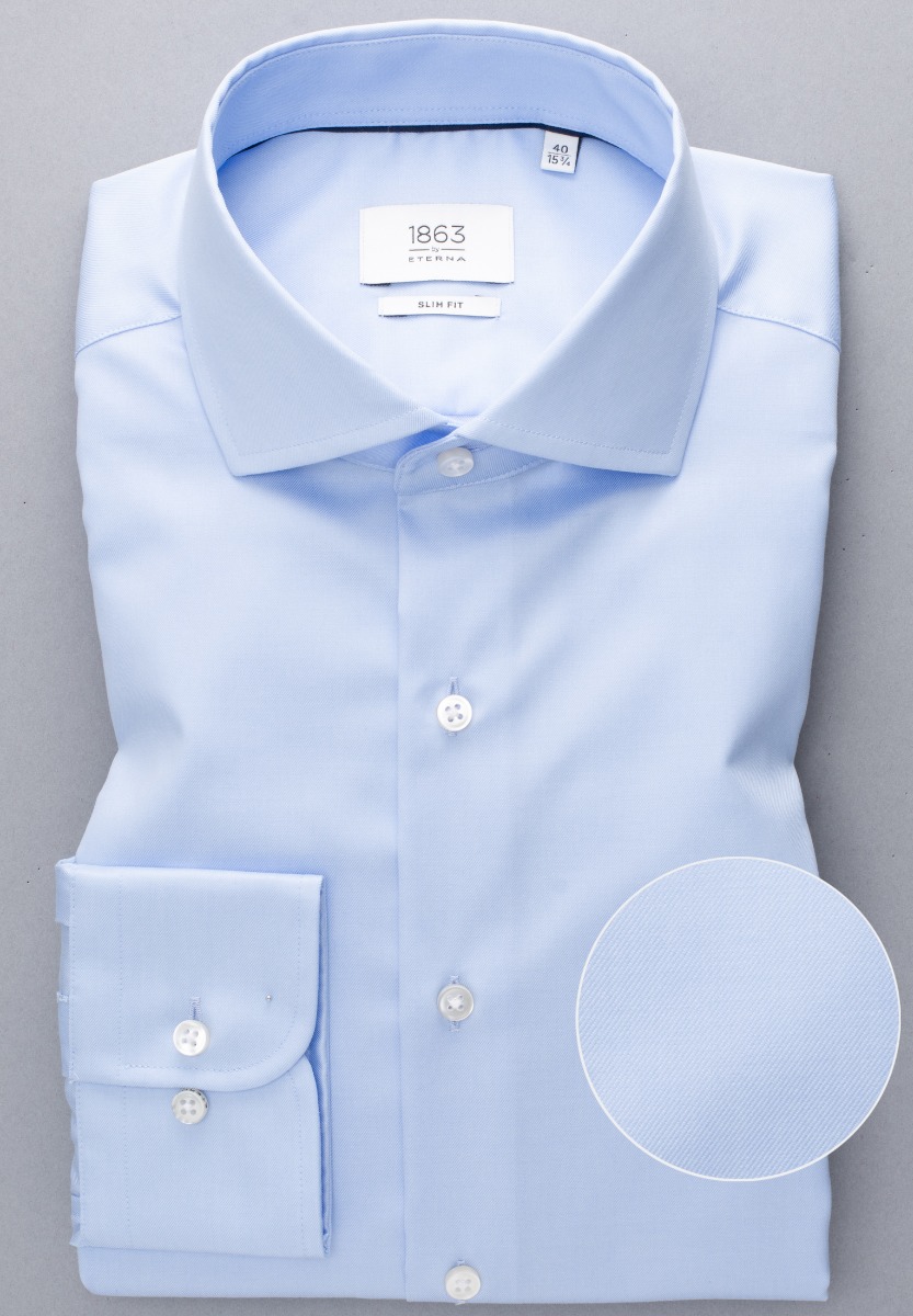 Eterna Slim Fit Skjorte i Lys Blå - Øko-Tex Kvalitet