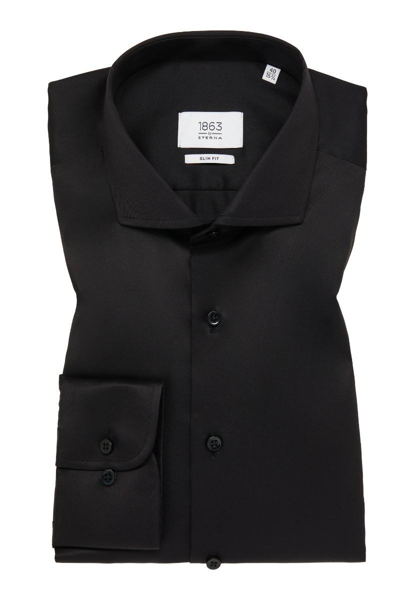 Eterna Slim Fit Skjorte 1863 Premium - Sort Kvalitet 100% Bomuld