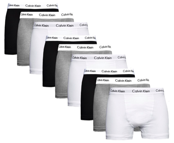 Calvin Klein Trunks 9 Pak - Sort, Grå og Hvid