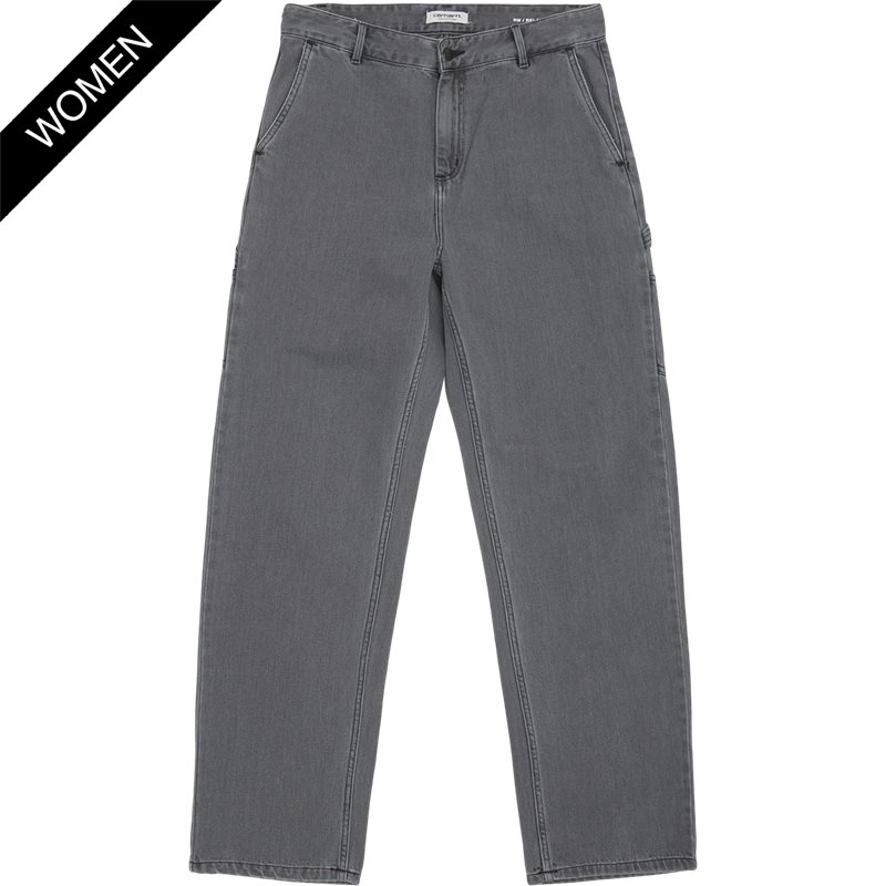 Carhartt Women W Pierce Straight Jeans i Sort Stone Bleached