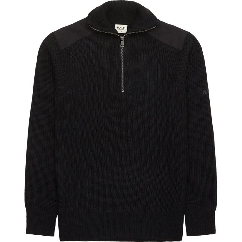 Wool Half Zip Strik Black fra Halo