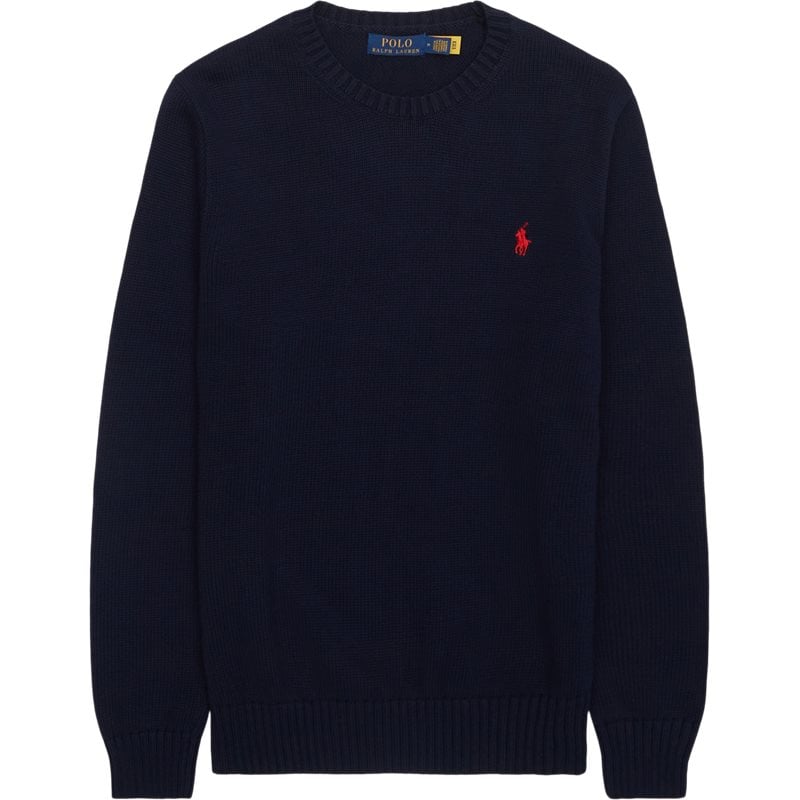 Cotton Crewneck Strik Navy fra Polo Ralph Lauren