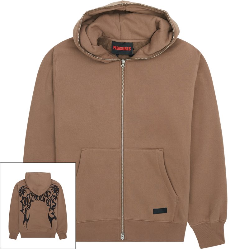 Dragon Zip Hoodie Sweat Shirt Brown fra Pleasures Now