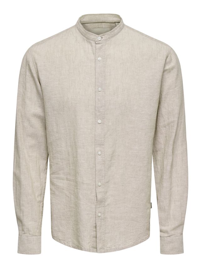 Onscaiden Life Ls Solid Linen Mao N fra Only & Sons