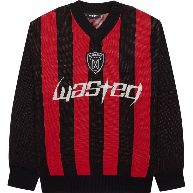Blade Sweater Strik Black Red fra Wasted Paris