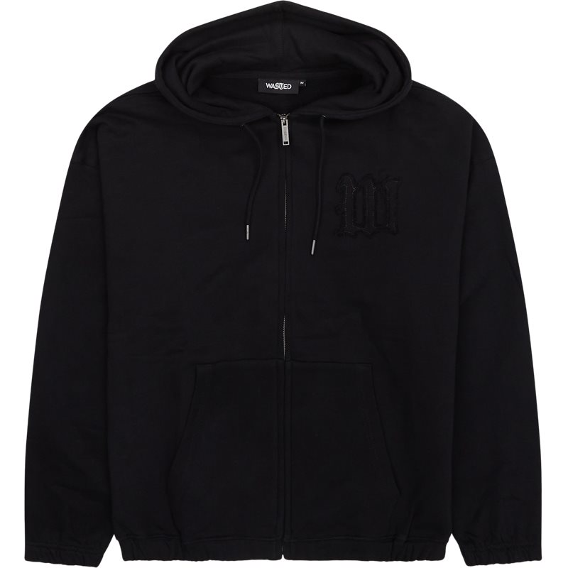 Kingdom Curve Destroy Boxy Zip Hoodie Sweatshirts Black fra Wasted Paris