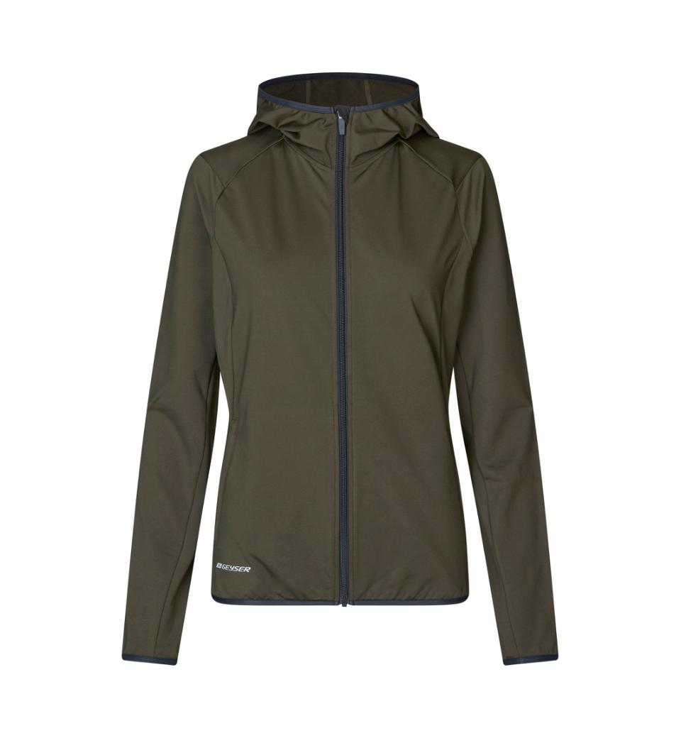 Women Stretch Hoodie Oliven 2x Large fra Geyser